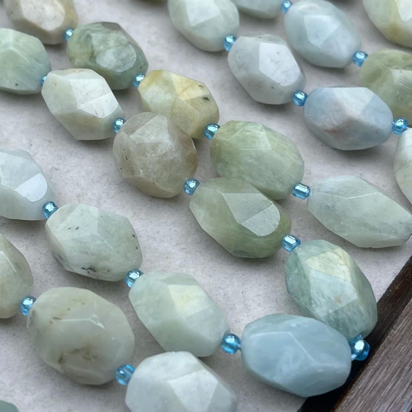 Vintage Aquamarine Irregular Faceted Chip Beads 11–12 mm | Medium Hole · Ocean Blue Tones · DIY Bracelets, Necklaces & Earrings