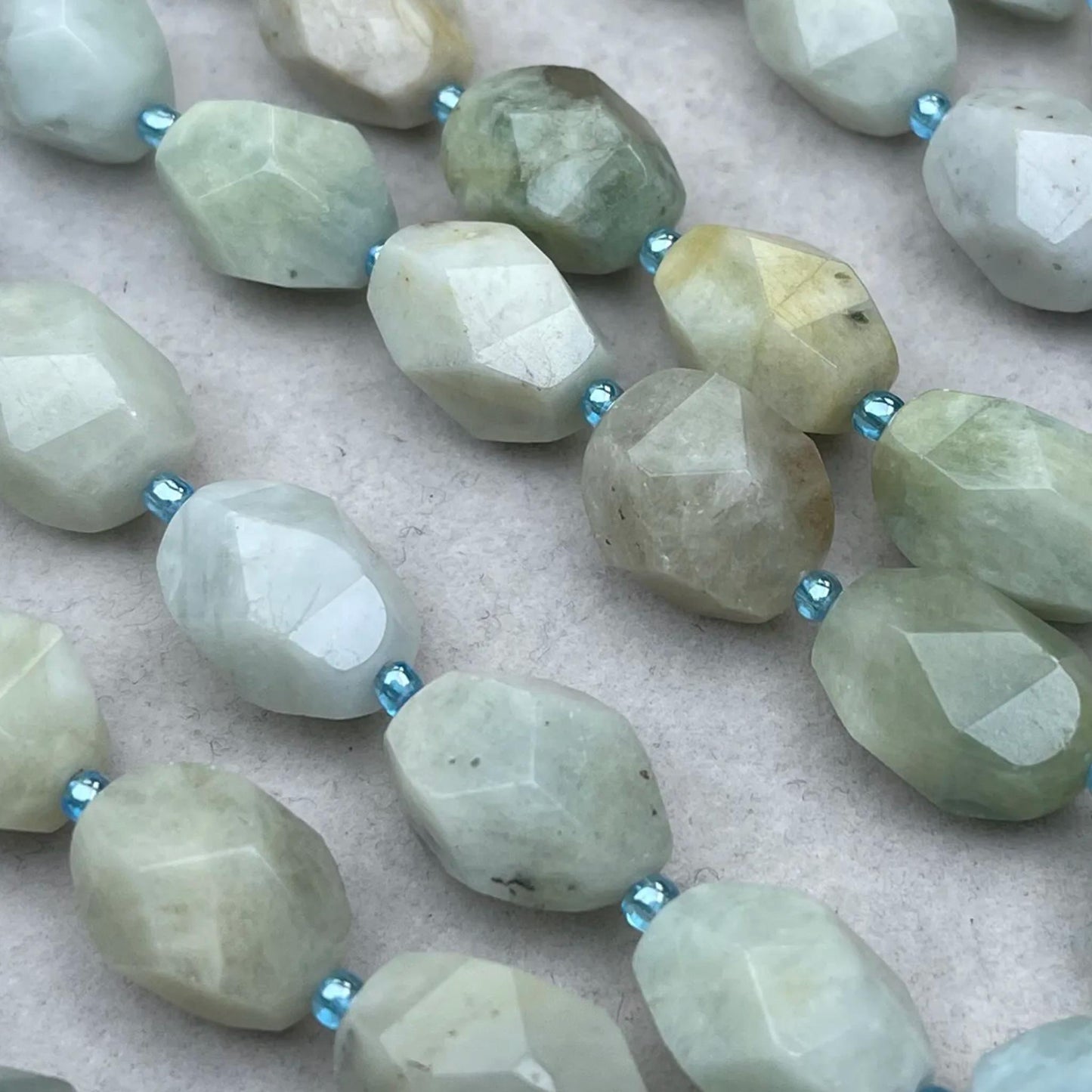 Vintage Aquamarine Irregular Faceted Chip Beads 11–12 mm | Medium Hole · Ocean Blue Tones · DIY Bracelets, Necklaces & Earrings