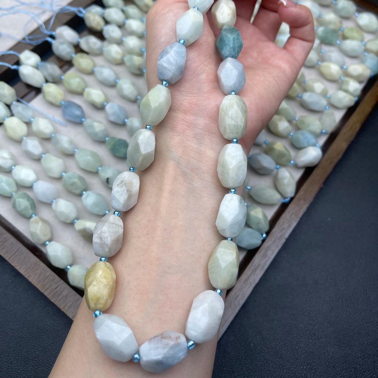 Vintage Aquamarine Irregular Faceted Chip Beads 11–12 mm | Medium Hole · Ocean Blue Tones · DIY Bracelets, Necklaces & Earrings