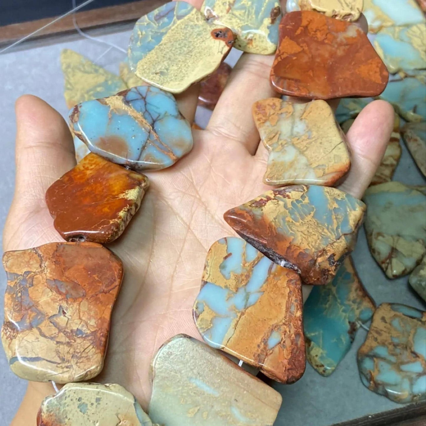 Natural Untreated Shoushan Stone Large Irregular Slab Beads 20–30 mm | Oversized Gemstone Chip Strand 38 cm · DIY Bracelet & Necklace Jewelry Making