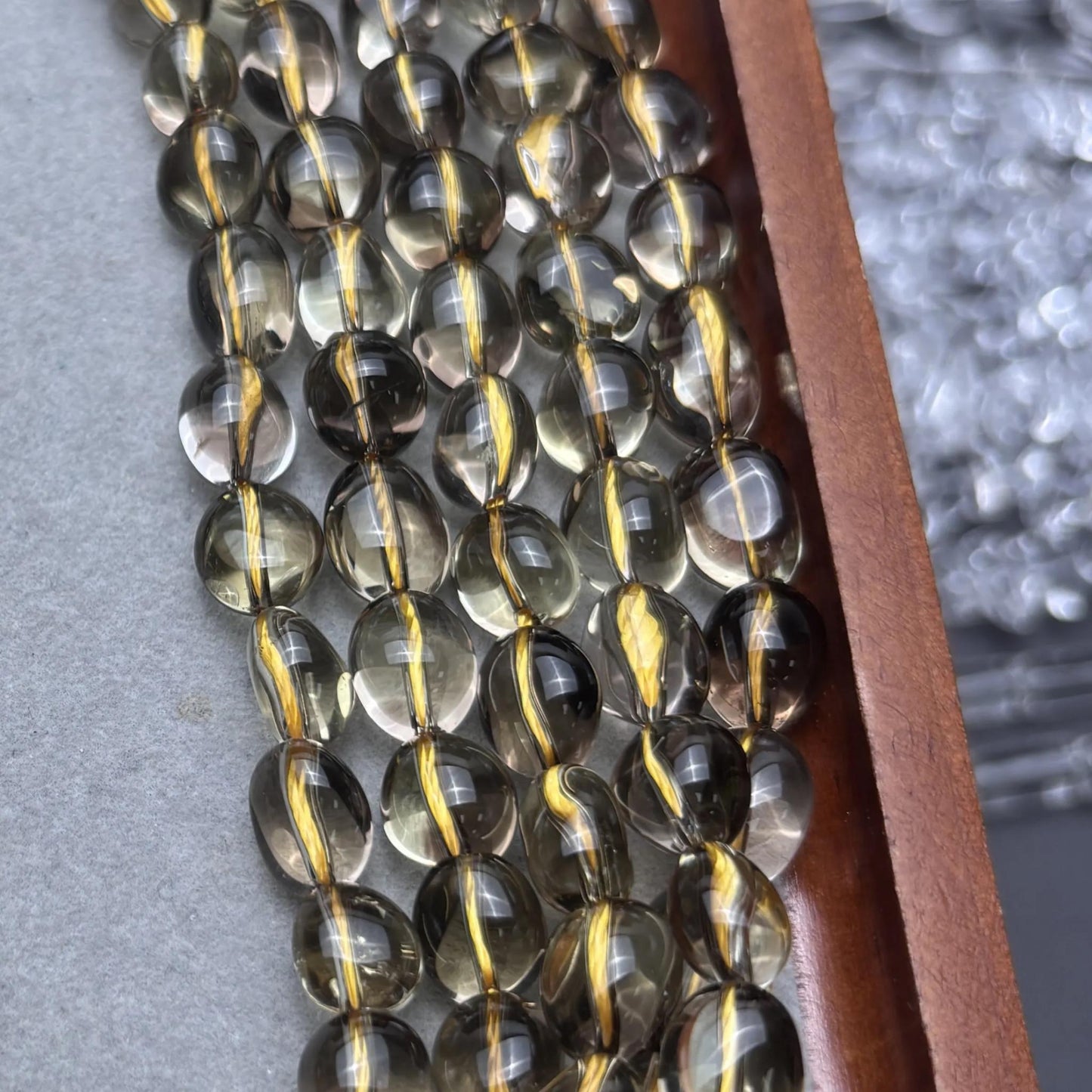 Natürliche Rauchzitronen Olivenform Perlen poliert transparent Edelstein Strang DIY Schmuckherstellung große Nugget Perlen 38cm