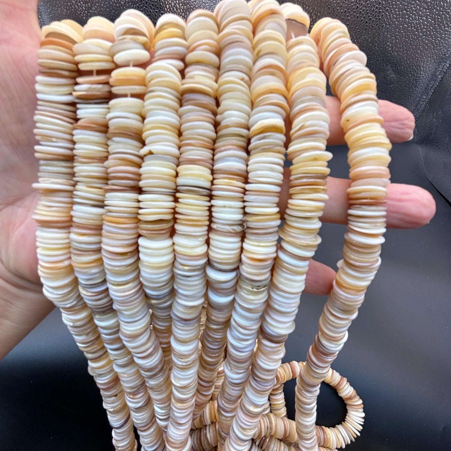 Natürliche Muschel Heishi Perlen, flache Scheiben Spacer, ultra dünne Boho Beads für DIY Schmuckherstellung, Strand Stil Perlenset