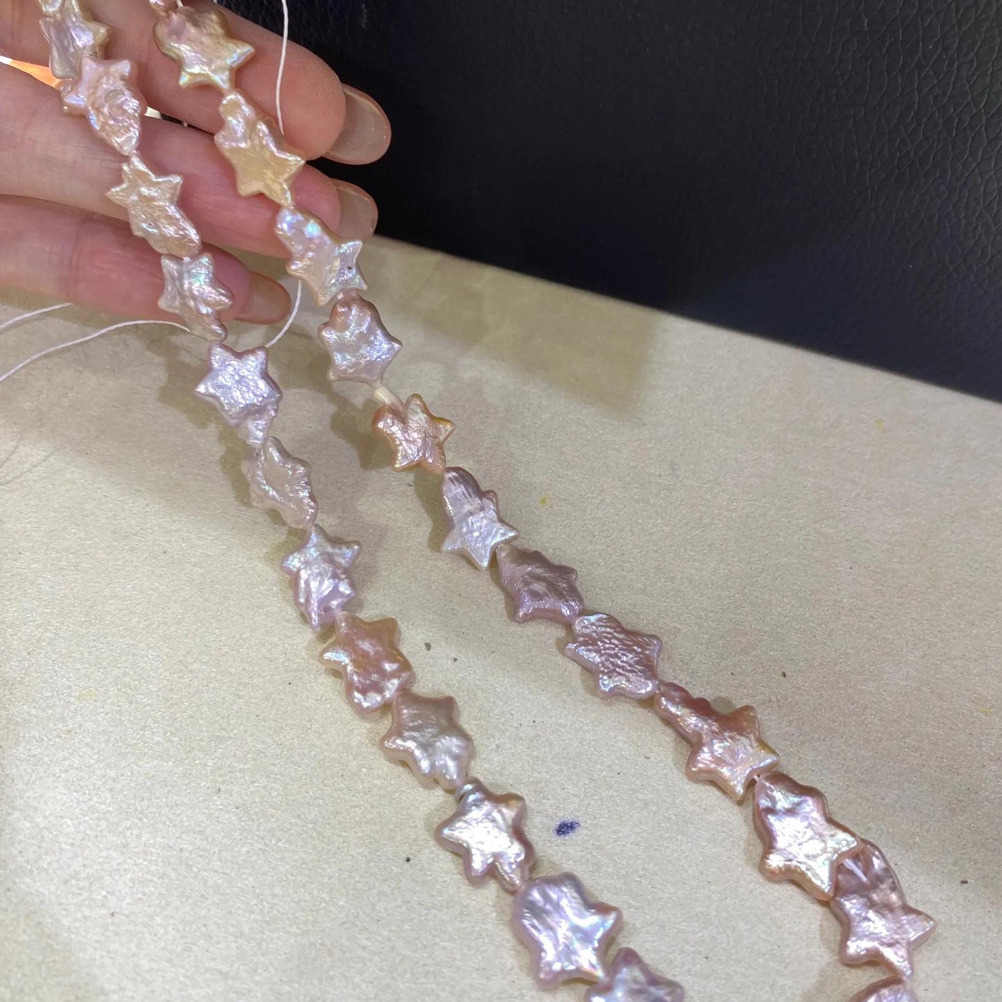 Handgefertigter Strang rosa Sternform Süßwasserperlen unregelmäßige Barockperlen lose Perlen für DIY Schmuck Halsketten Armbänder