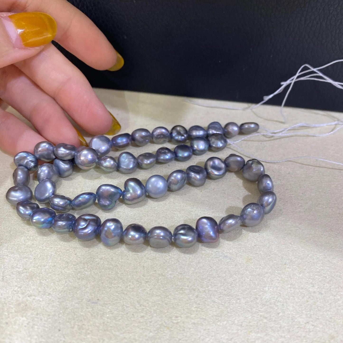 Gefärbte Barock Süßwasserperlen in Blau Grau für DIY Schmuck, unregelmäßige Perlenstränge, Chunky Nuggets zum Basteln