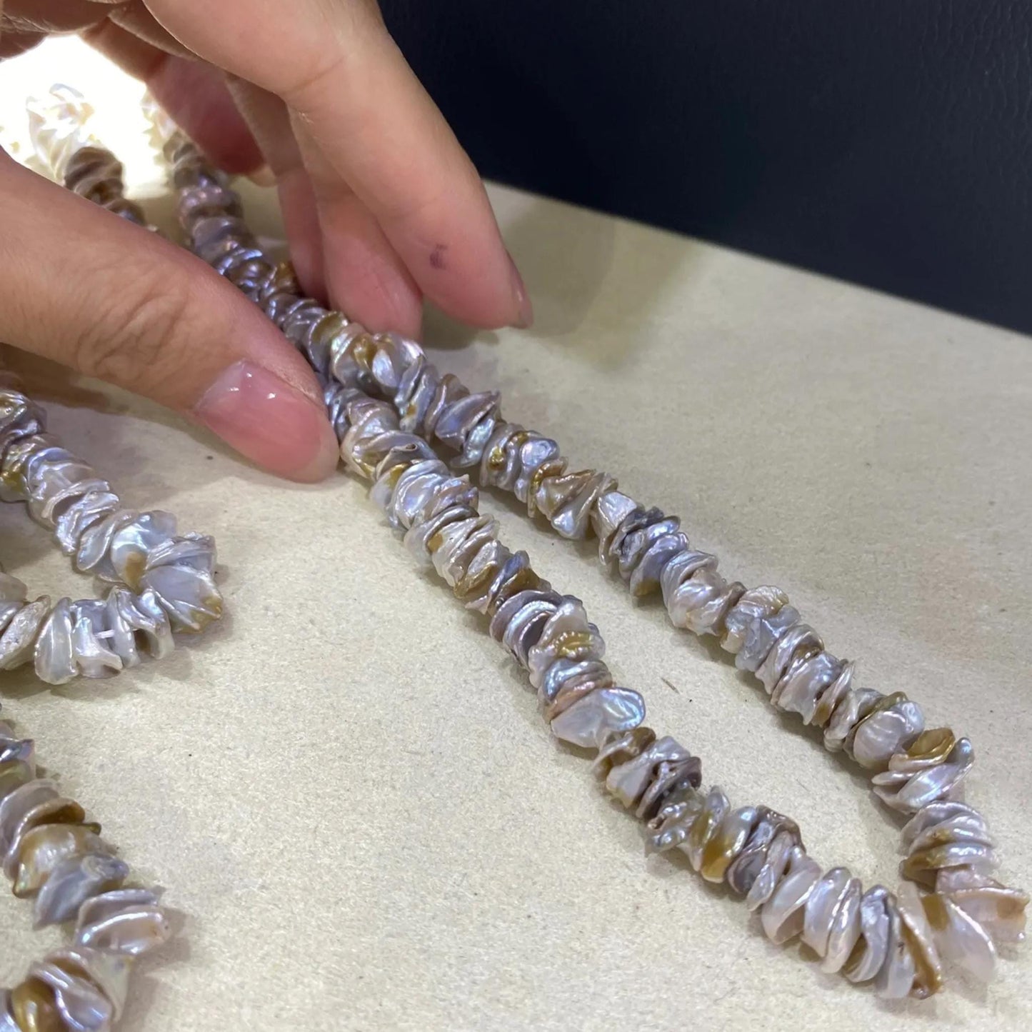 Natürliche Keshi Süßwasserperlen Strang, unregelmäßige Nugget Chips, DIY Schmuckherstellung, Boho Halskette Armband Perlen