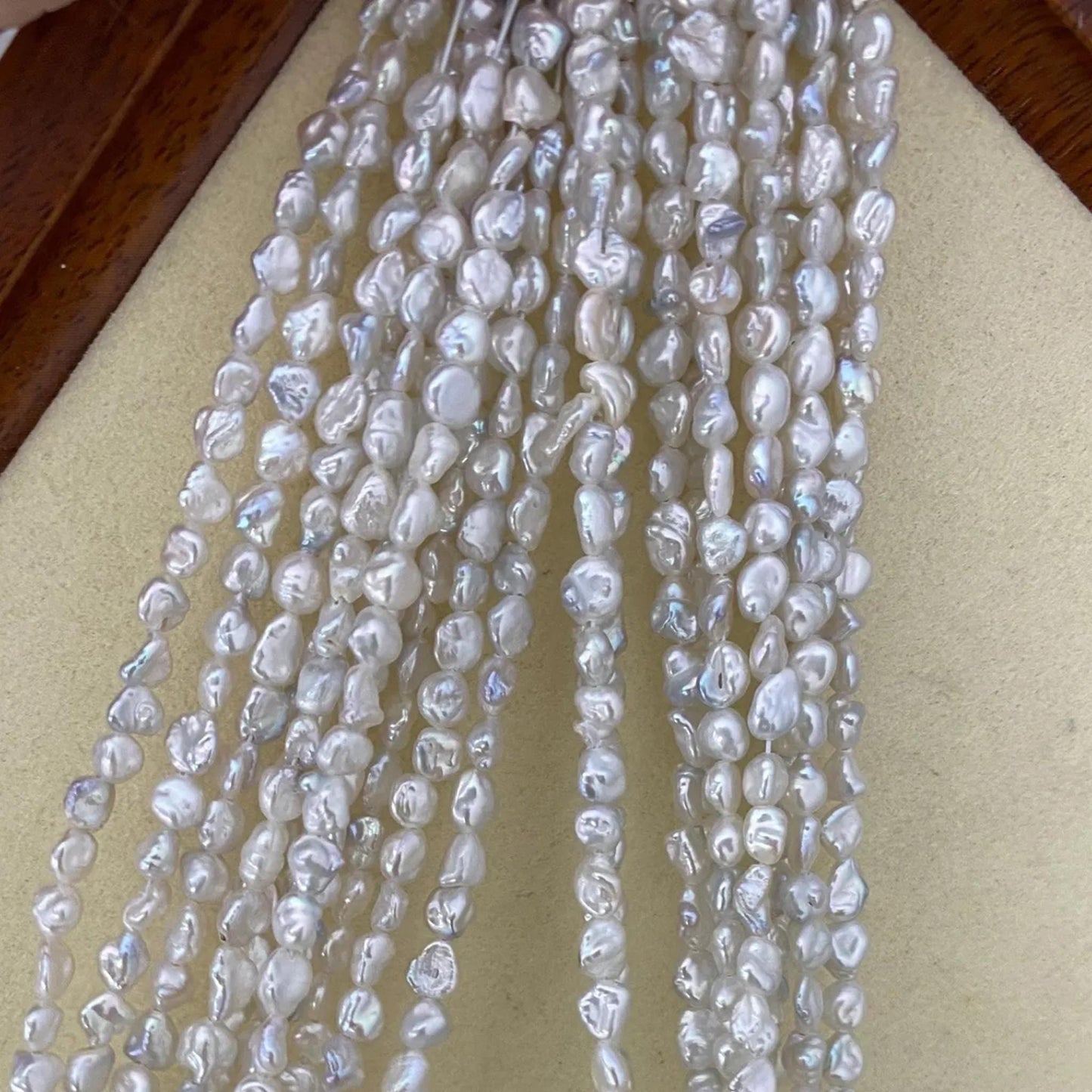 Handgemachte natürliche Barock Süßwasserperlen Strang für Schmuckherstellung, unregelmäßige weiße Perlen, kleine Nugget Perlen DIY