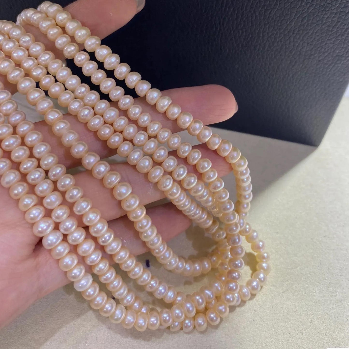 Pfirsichfarbene Süßwasserperlen Strang für DIY Schmuck, handgemachte Perlenkette, Near Round Perlen für Hochzeit oder Geschenke