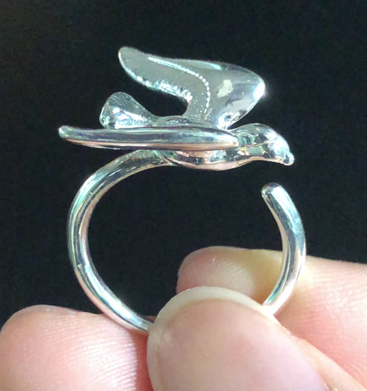 Flying Bird Ring – Adjustable Open Ring, Minimalist Nature Jewelry, Freedom Animal Gift for Her
