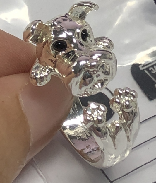 Sterling Silver Puppy Hug Ring – 3D Dog Shape Animal Jewelry, Cute Pet Memorial Gift for Dog Lovers