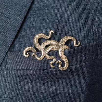 Einzigartige Oktopus-Brosche für Herrenanzüge, kreatives Finish-Design, personalisiertes High-End-Accessoire, ideal für geschäftliche und formelle Anlässe