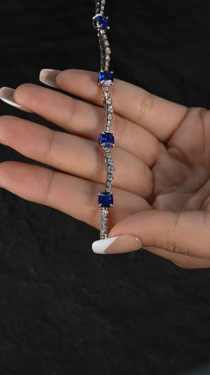 Sapphire Necklace with Eight Main Stones, Luxury Jewelry for Weddings and Anniversaries