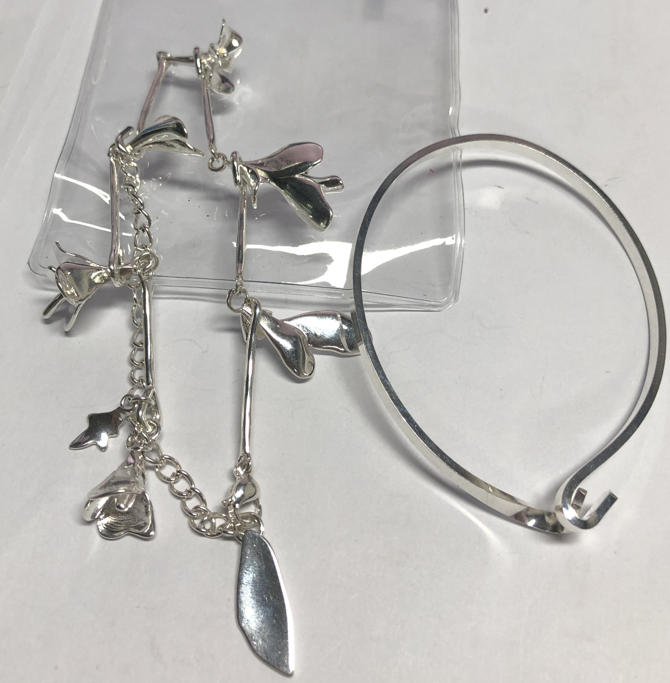 925 Silber Blumenarmband-Set | Handgefertigter Blütenketten-Armreif | Eleganter, von der Natur inspirierter Silberschmuck für Damen