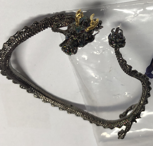 Sterling Silver Dragon Cuff Bracelet, Oriental Totem Arm Jewelry, Sculptural Mythical Design, Gothic Amulet Gift for Him or Her