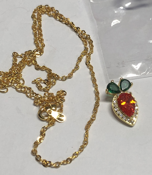Cute Carrot Pendant Necklace with Orange and Green Gemstones | Gold-Tone Fun Jewelry | Playful Gift for Her