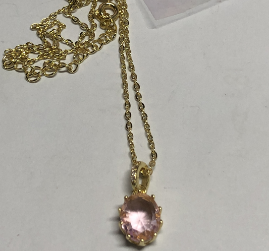 Romantic Pink Gemstone Pendant Necklace – Elegant Oval Cut Jewelry for Women, Gift for Girlfriend, Birthday, Daily Wear, Feminine Style