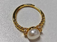 Elegant Pearl Ring with Beaded Band | Vintage-Inspired Gift for Her