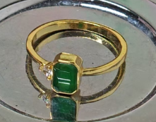 Minimalist Green Gem Ring, Geometric Style Jewelry for Birthday or Gift Giving