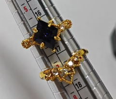 Celestial Night Sky Ring Set – Blue Gem & Starry Sparkle Duo for Dreamers