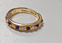 Blue & White Eternity Band Ring – Elegant Two-Tone Full Circle Design