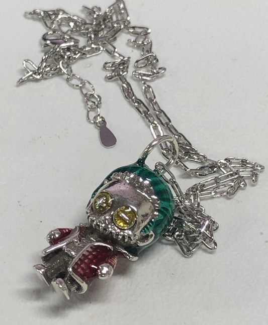 Chibi Mischief Doll Pendant Necklace, Green Hair Clown-Inspired Charm, Bold Punk Street Style Jewelry for Cosplay Lovers
