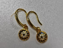 Vintage Pavé Disc Drop Earrings – Dainty Hook Style, Everyday Sparkle