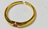 Gold Red gemstone Open Ring | Minimalist Adjustable | Symbol of Love & Protection