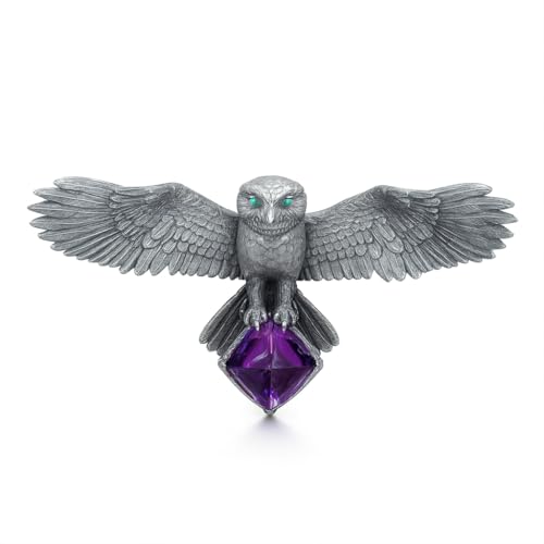 925 Sterling Silver Owl Necklace with Amethyst | Handcrafted Animal Totem Jewelry | Fantasy Guardian Pendant for Wisdom & Focus