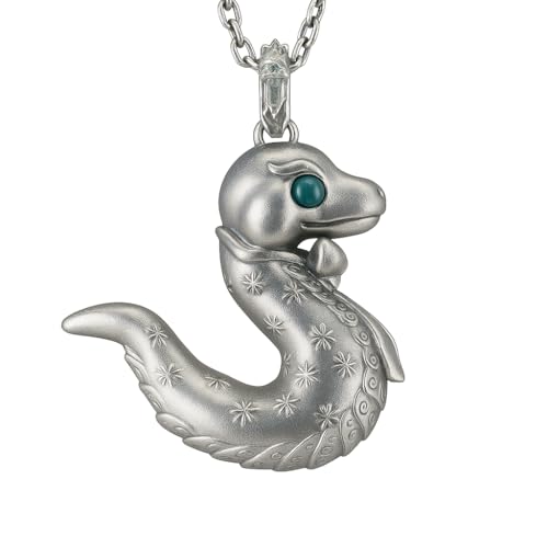 925 Sterling Silver Snake Pendant with Green Chalcedony | Handcrafted Fantasy Totem Amulet | Emotional Guardian Jewelry Gift