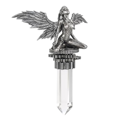 925 Silver Cyberpunk Angel Pendant | Project 0-9 Light Core Necklace with Crystal Pillar & Mechanical Wings | Sci-Fi Symbol of Faith & Rebirth