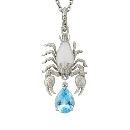 Stellar Scorpion Pendant | 925 Sterling Silver Blue Topaz Necklace | Handmade Zodiac Jewelry | Spiritual Talisman of Strength & Transformation