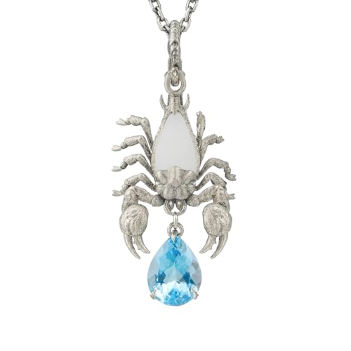 Stellar Scorpion Pendant | 925 Sterling Silver Blue Topaz Necklace | Handmade Zodiac Jewelry | Spiritual Talisman of Strength & Transformation
