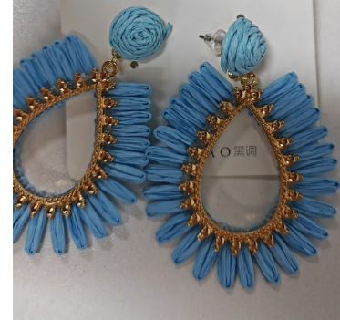 Bohemian Blue Teardrop Earrings Handmade Ethnic Statement Jewelry