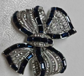 Bow brooch, elegant vintage jeweled jewelry, wedding banquet accessories