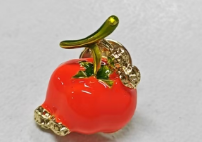 Good Persimmon Peanut Brooch - Cute Vintage Enamel Fruit Charm