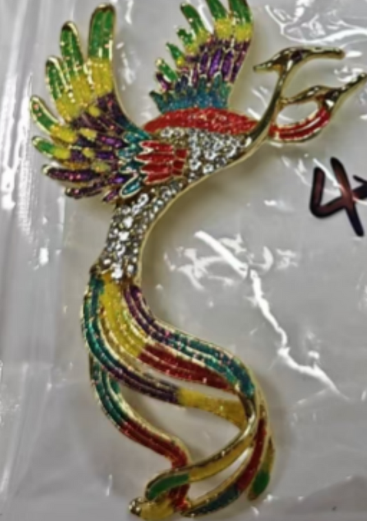 Colorful Phoenix Brooch Vintage Jeweled Pin Elegant Lucky Bird Wedding Accessory