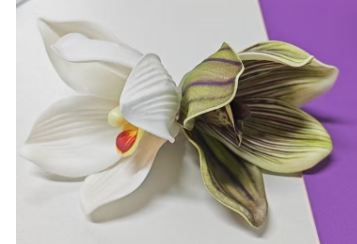 Handmade Orchid Hair Clip Elegant Two-Tone Flower Design Large Hair Accessory for Daily & Party Wear