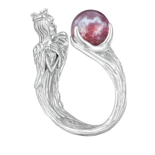 925 Silver Soul Guardian Crown Ring with Phantom Quartz | Handmade Fantasy Jewelry | Symbolic Ring of Protection & Strength