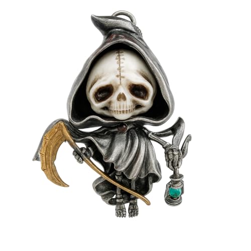 Grim Reaper Pendant | Handmade 925 Silver Skeleton Amulet | Gothic Death Charm | Fantasy Art Jewelry for Dark Aesthetics