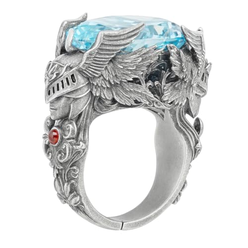 Valkyrie Ring in 925 Sterling Silver with Blue Topaz | Handmade Norse Goddess Jewelry
