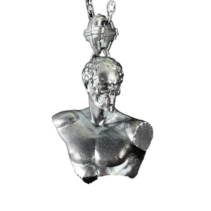 Heroic Courage Pendant, Silver Necklace, Handcrafted Mythological Design, Strength & Resilience Symbol