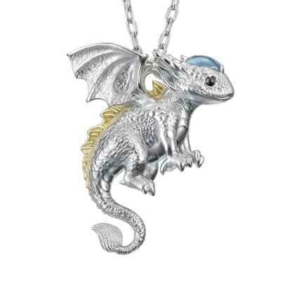 Mystic Little Dragon Guardian Pendant | 925 Silver Fantasy Necklace | Symbolic Handmade Protector Jewelry Gift