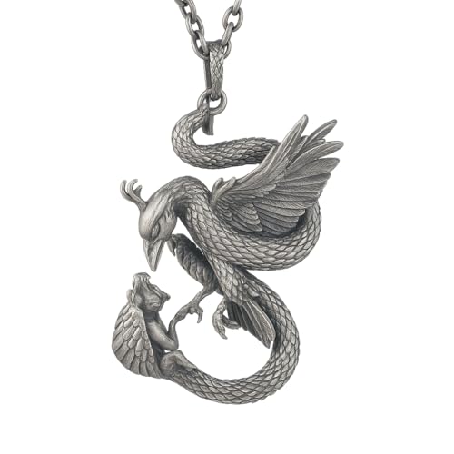 Serpent Griffin Pendant in 925 Sterling Silver | Handcrafted Mythic Beast Totem Necklace for Power & Protection | Gothic Fantasy Amulet Jewelry