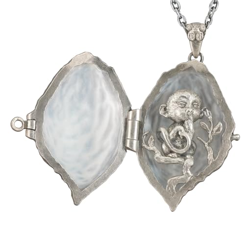 Crystal Peach Pendant | 925 Silver Monkey Spirit Amulet with Clear Quartz | Handmade Fantasy Jewelry