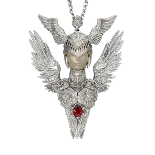 Valkyrie Pendant | 925 Sterling Silver & Garnet | Norse Mythology Amulet | Handmade Viking Necklace