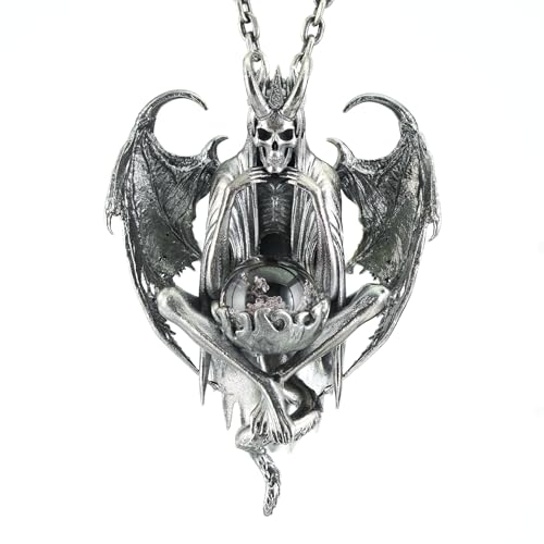 Gothic pendant with ghost crystal in oxidized 925 silver totem design gift for her statement necklace birthday