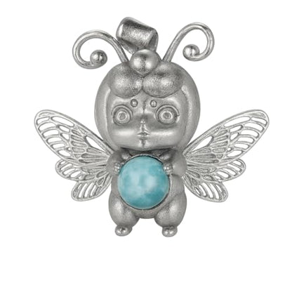Wayfinder Bee Spirit Pendant in 925 Sterling Silver with Larimar & Labradorite | Greek Oracle Totem Amulet for Intuition & Insight | Spiritual Jewelry Gift