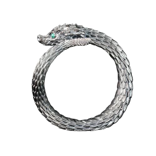 Mystic Snake Ring, Green Zircon, Dragon Scale Design, Handmade Fantasy Amulet Jewelry, For Collection & Gift