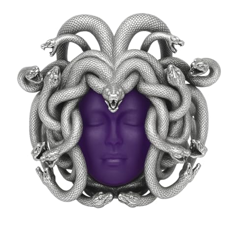 Medusa Amethyst Jewelry Set | 925 Sterling Silver Pendant, Ring & Bracelet | Gothic Mythology-Inspired Handmade Statement Jewelry Gift