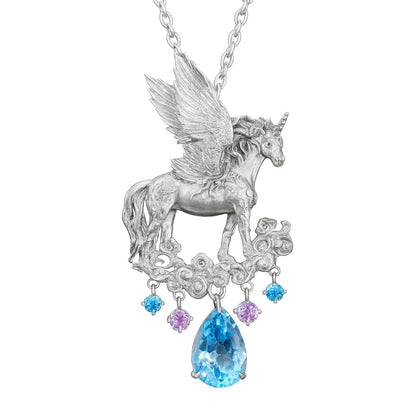 Hand-Carved Pegasus Unicorn Necklace | Symbol of Freedom, Purity & Blessing | Spiritual Gift for Magic Zodiac Believers