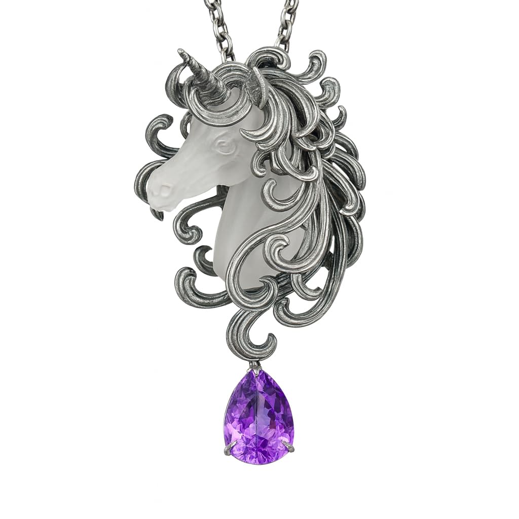 Unicorn Totem Necklace in 925 Sterling Silver | Handmade Fantasy Jewelry Gift for Her